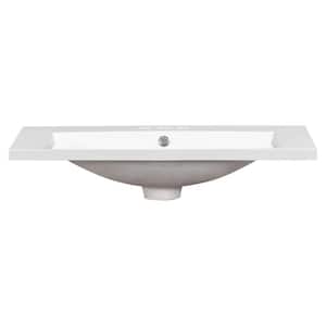 30 in. x 18 in. Single Basin 3 Hole Resin Material Bathroom Sink Countertop in White