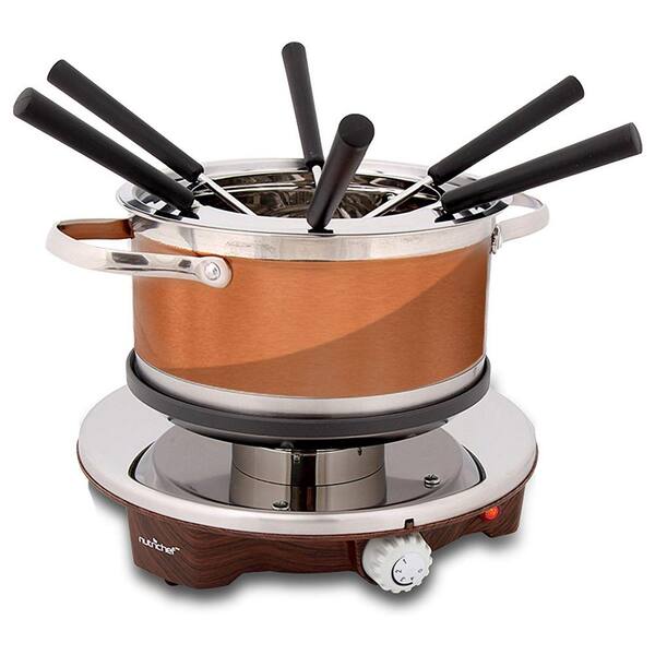 NutriChef Electric Melting Pot - Fondue Maker with Dipping Forks, Stainless Steel