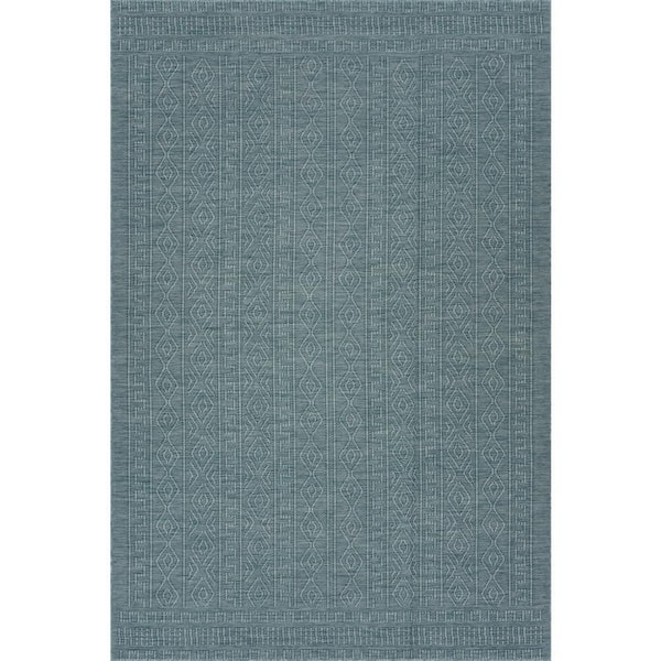 Anessae Contemporary Aqua 8 ft. x 10 ft. Outdoor Area Rug
