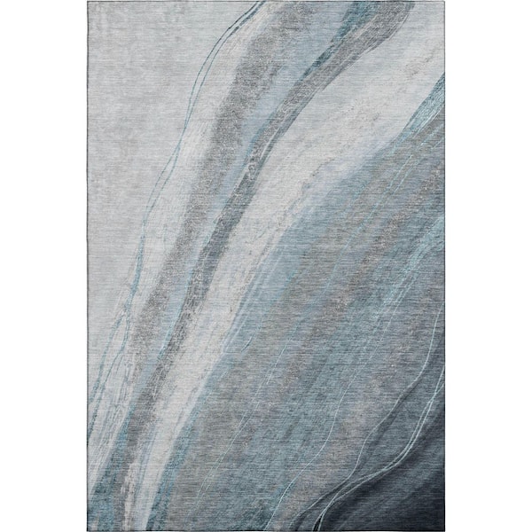 Mayfield Premium Machine Washable Abstract AMF2036 Teal 5 ft. x 7 ft. 6 in. Area Rug