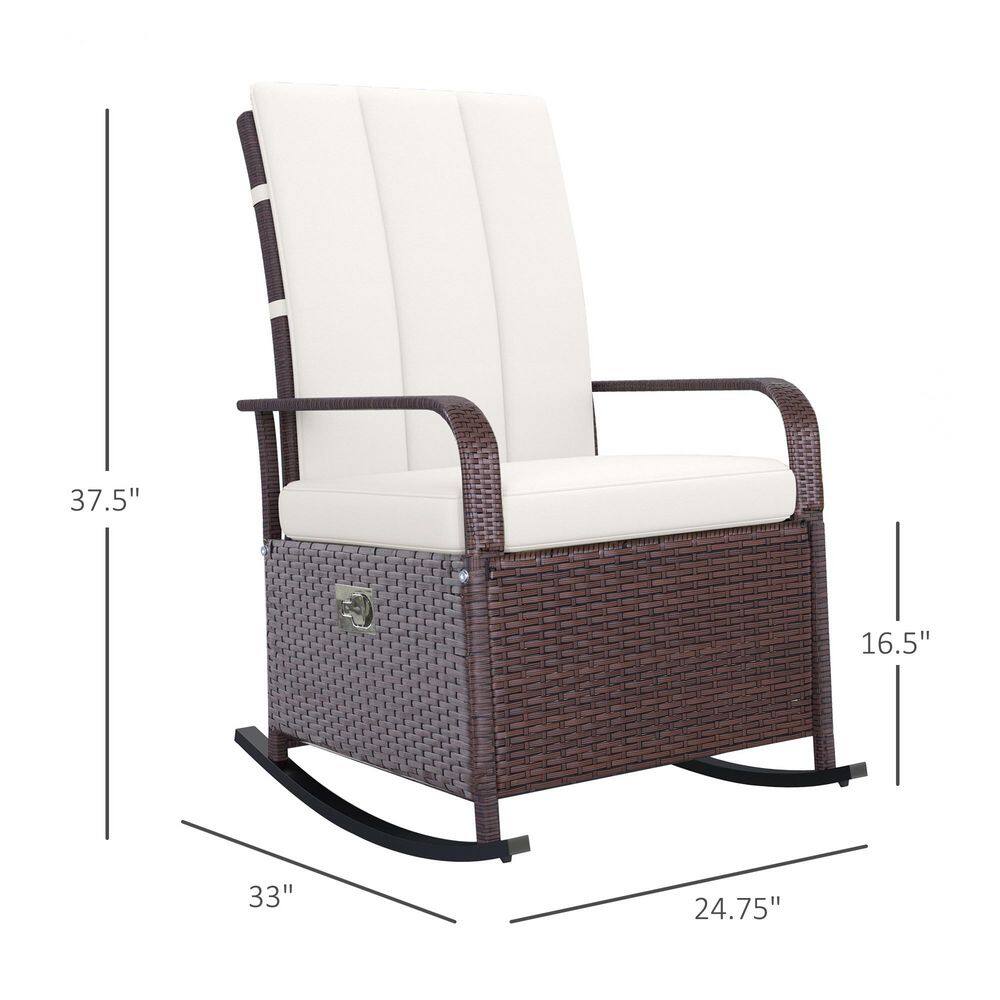 Dimension chart of the rattan recliner chair showing its overall size.