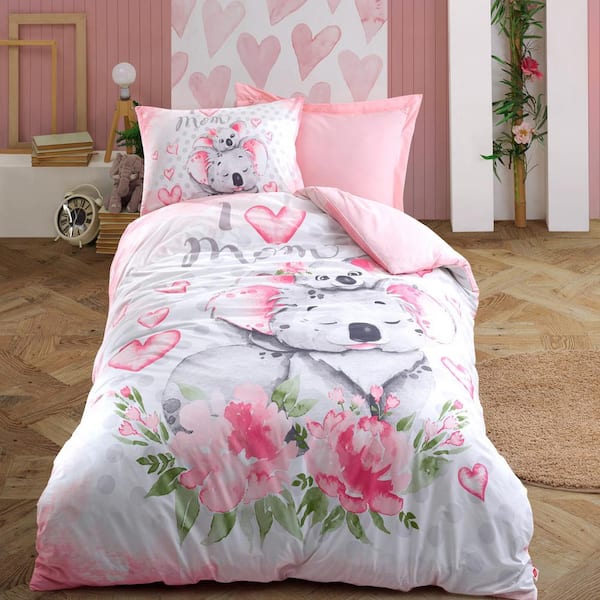 Sussexhome Pink Koala Bear Duvet Cover Set Twin Size Duvet Cover 1 Duvet Cover 1 Fitted Sheet And 2 Pillowcases Child Room Set Pkb Dcs Pin Ts The Home Depot