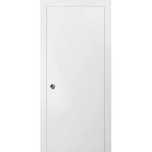 Planum 0010 18 in. x 80 in. Flush White Finished Wood Sliding Door with Single Pocket Hardware