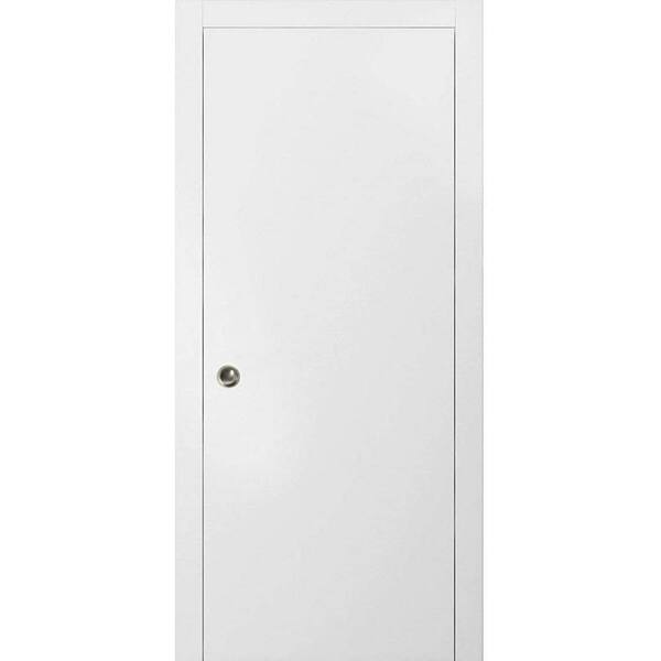 Sartodoors Planum 0010 18 in. x 84 in. Flush White Finished Wood Sliding Door with Single Pocket Hardware