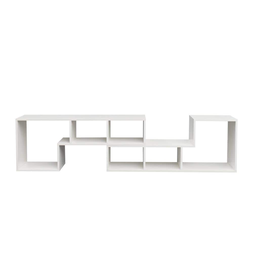 Simplistic 41.34 in. White Double L-Shaped TV Stand Fits TVs Up To 55 in. 
