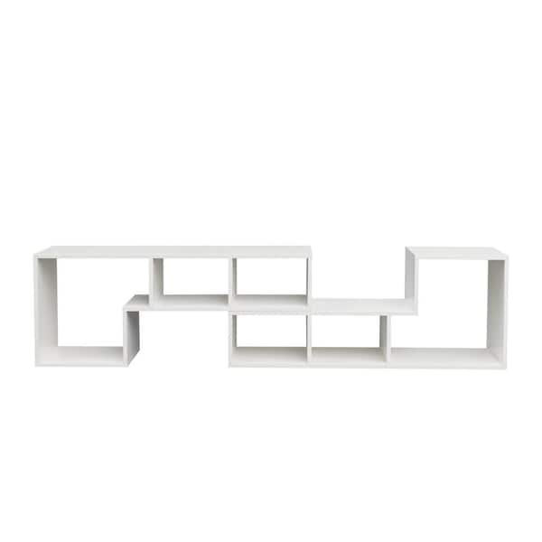 Unbranded Simplistic 41.34 in. White Double L-Shaped TV Stand Fits TV's Up To 55 in. With Display Shelf