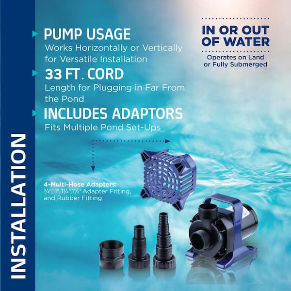 Details about   Pond Pump Cyclone 3100 GPH Ideal For Fountains Waterfalls Filtration Systems 