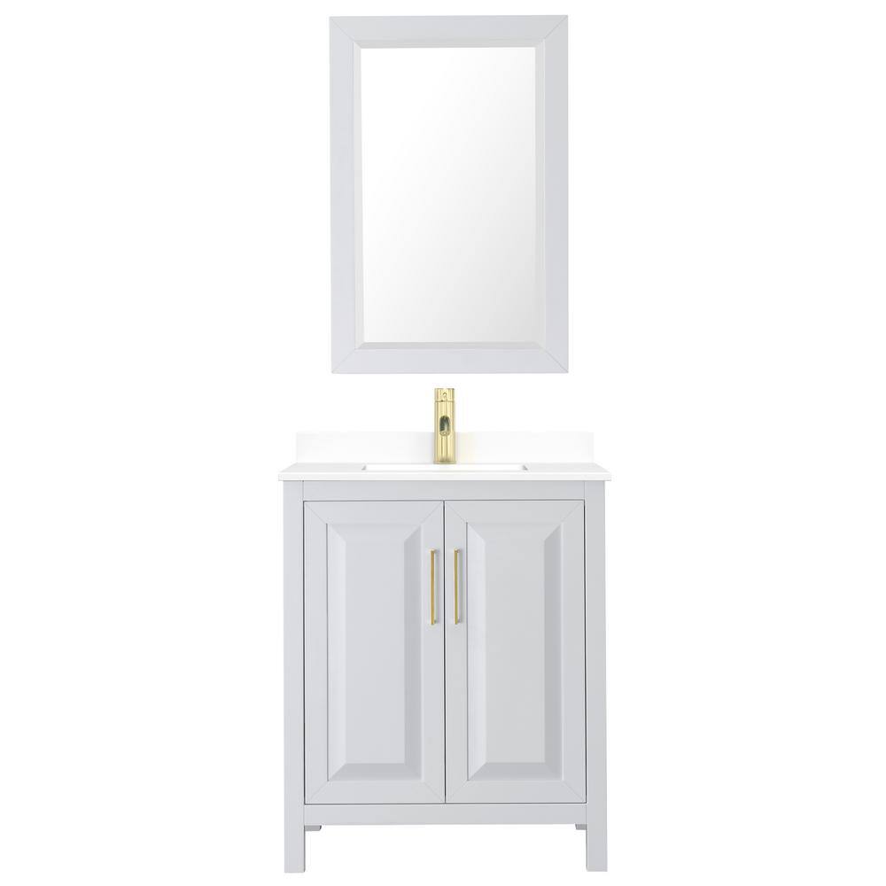 Daria 30" White Freestanding Vanity with Cultured Marble Top and Gold Trim