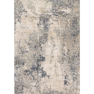 Teagan Natural/Denim 2 ft. 8 in. x 4 ft. Modern Abstract Area Rug