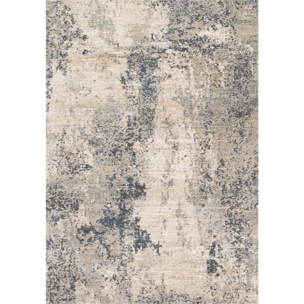 LOLOI II Teagan Natural/Denim 2 ft. 8 in. x 4 ft. Modern Abstract Area Rug