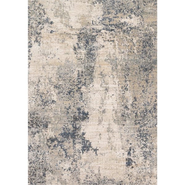 LOLOI II Teagan Natural/Denim 2 ft. 8 in. x 7 ft. 6 in. Modern Abstract Runner Rug