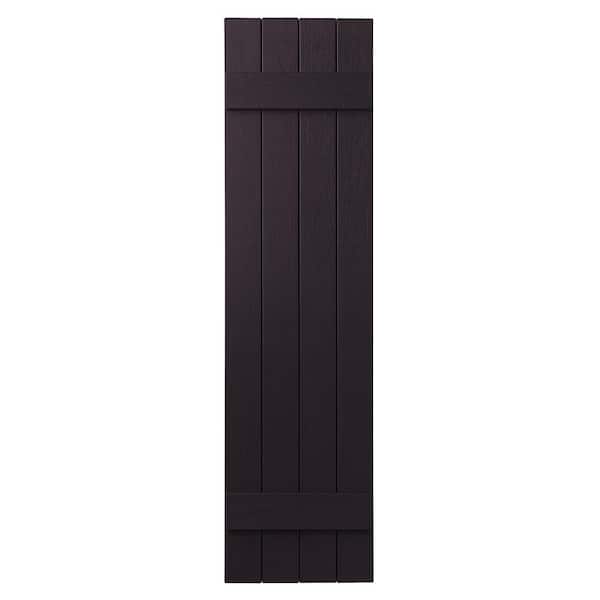 Ply Gem 15 in. x 51 in. Polypropylene 4-Board Closed Board and Batten Shutters Pair in Dark Berry