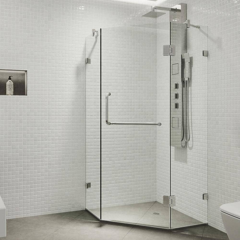 VG6062CHCL36 36"" x 36"" Clear Glass Frameless Neo Angle Reversible Shower Enclosure with Chrome -  Vigo
