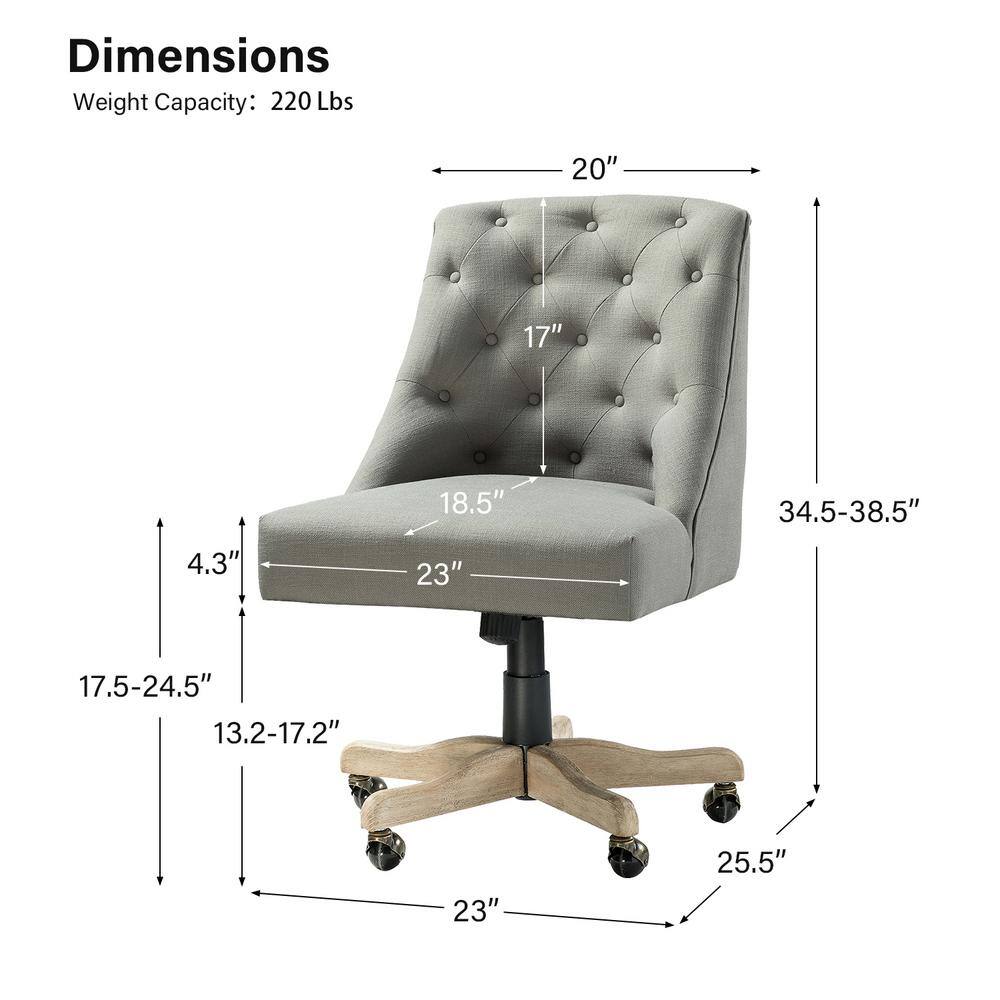 ErgoSwivel Modern Gray Fabric Armless Task Chair with Wood & Metal Base