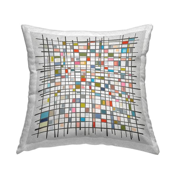 Stupell Industries Mondrian Inspired Abstract Multi-Color Square Outdoor Throw Pillow