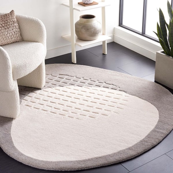 Novelty 5 ft. x 5 ft. Gray/Ivory Two-Tone Solid Specialty Area Rug
