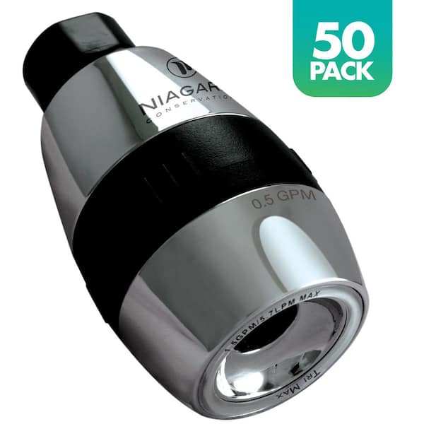 Niagara Conservation Tri-Max 1-Spray with 0.5-1.5 GPM 2 in. Wall Mount Adjustable Fixed Shower Head in Chrome, 50-Pack