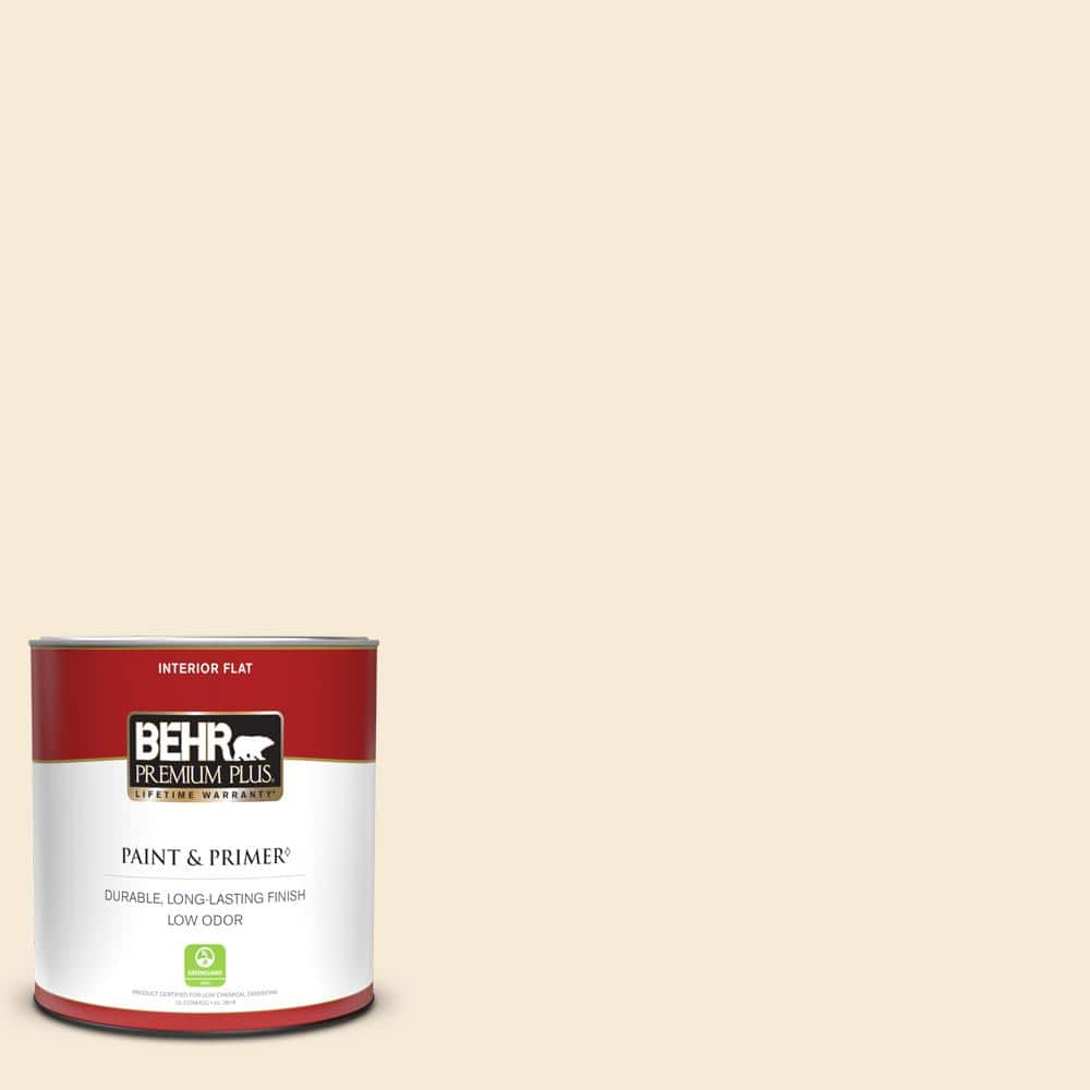 BEHR PREMIUM PLUS 1 qt. 13 Cottage White Flat Low Odor Interior Paint
