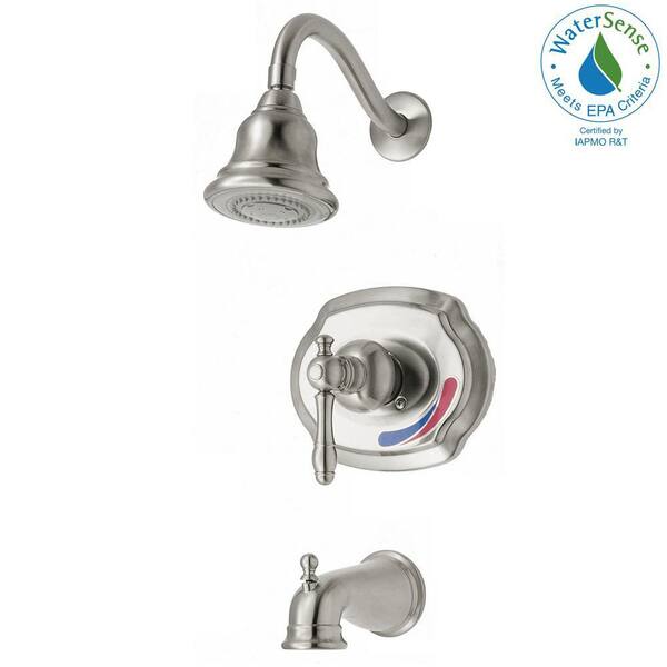 Glacier Bay Lyndhurst WaterSense Single-Handle 1-Spray Tub and Shower Faucet in Brushed Nickel (Valve Included)