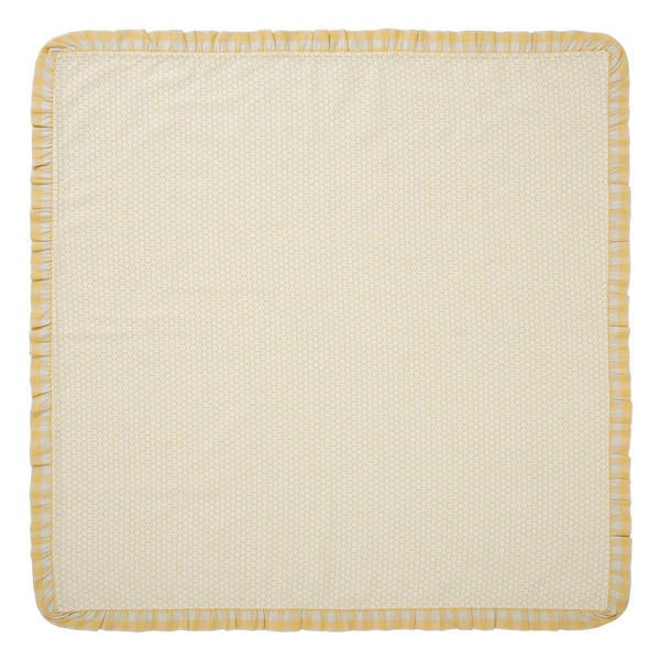 Buzzy Bees 40 in. x 40 in Yellow White Honeycomb Ruffled Cotton Table Topper