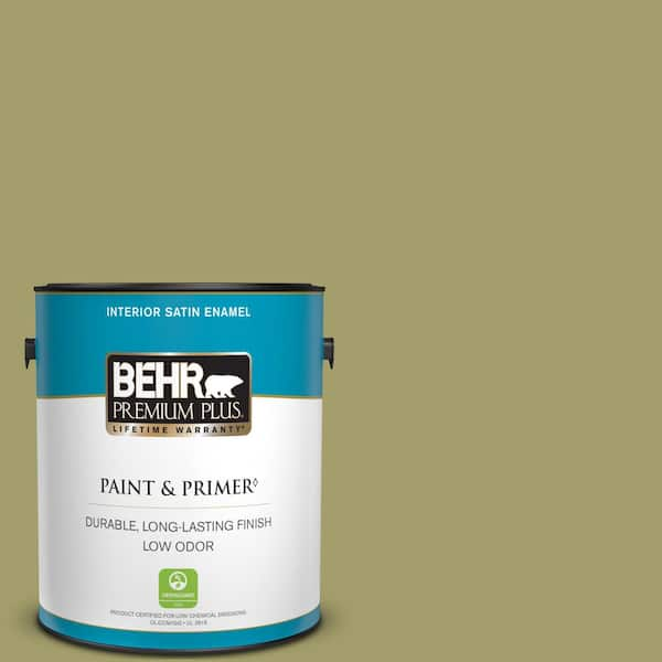 BEHR PREMIUM PLUS 1 gal. #S340-5 Farm Fresh Satin Enamel Low Odor Interior Paint & Primer