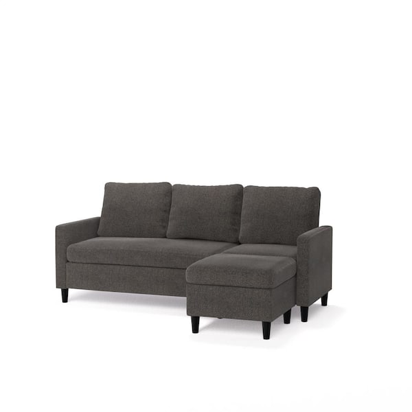 Zinus Hudson 76 in. Square Arm 1-Piece Polyester Modular Sectional Sofa in Dark Gray with Removable Cushions