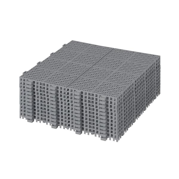 Siavonce 1 ft. x 1 ft. Interlocking Plastic Deck Tiles in Gray Waterproof Outdoor Composite Shower Balcony Porch (Pack of 1)