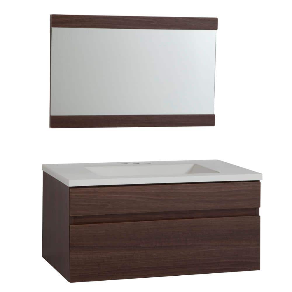Domani Firenze 30 in. W Bathroom Vanity in Dark Walnut with Vanity Top