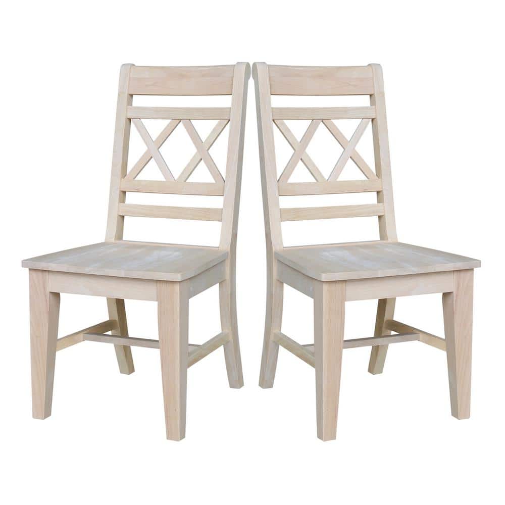 Unfinished Rubberwood High Cross Back Side Chair Set