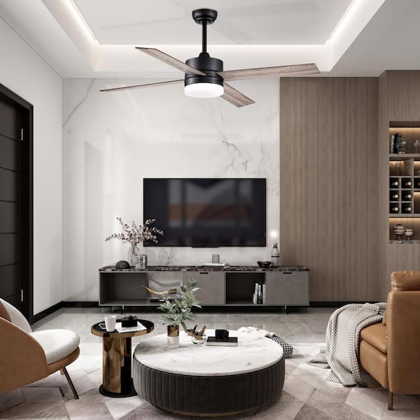 Edvivi 52 in. Integrated LED Indoor Matte Black 4-Blade Edvivi 52 in. Integrated LED Indoor Matte Black 4-Blade