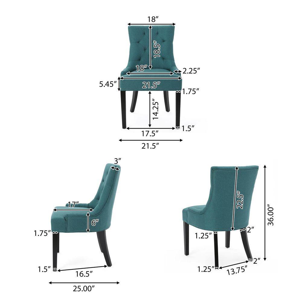 Elegant Matte Black Wood Upholstered Side Chairs, Set of 4