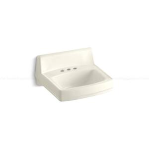 Greenwich Wall-Mount Vitreous China Bathroom Sink in Biscuit with Overflow Drain