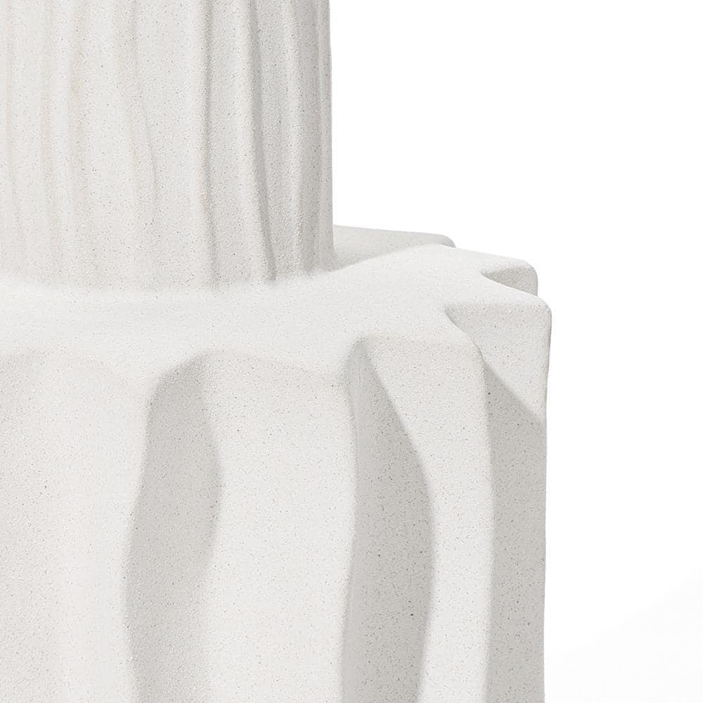 White Ceramic Fluted Decorative Table Vase 11.8"