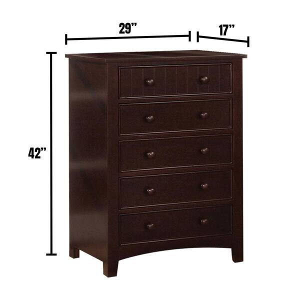 William's Home Furnishing Omnus 5-Drawers Dark Walnut Transitional Style Chest