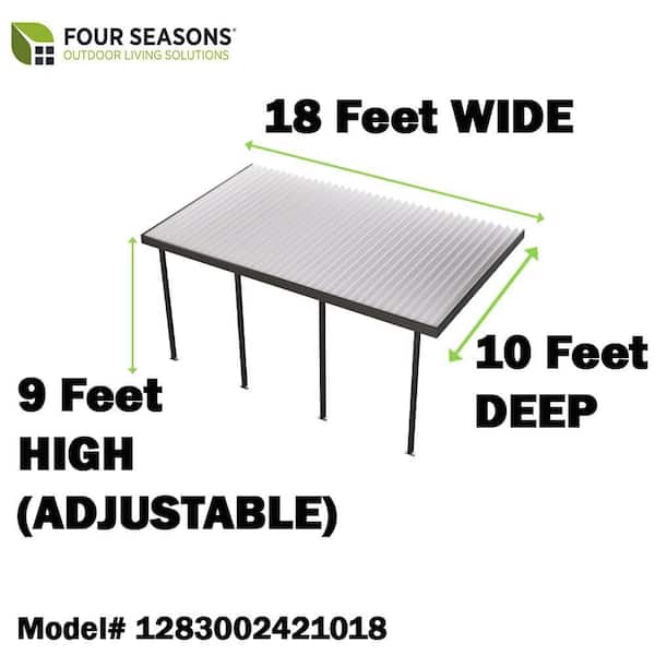 18 ft. x 10 ft. Dark Bronze Aluminum Frame White Roof Carport, 30 lbs. Snow Load