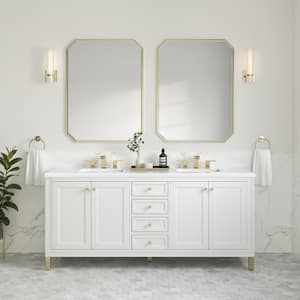Chicago 72.0 in. W x 23.5 in. D x 33.76 in. H Double Bath Vanity in Glossy White with White Zeus Silestone Quartz Top