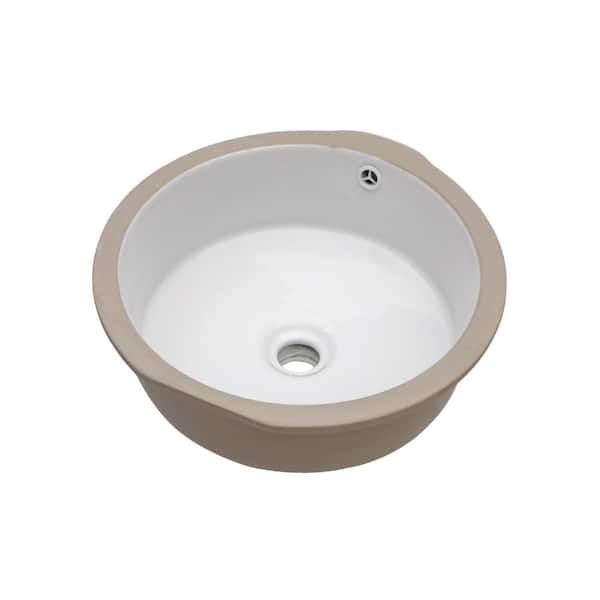 15.75"x15.75" Undermount Round Ceramic Bathroom Sink in White with Overflow