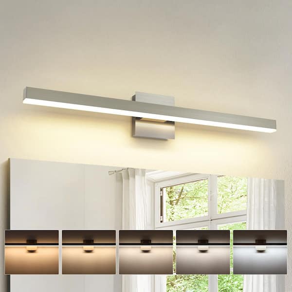 31.5 in. 1-Light Nickel LED Bathroom Vanity Light Bar with 5-CCT Adjustable Switch