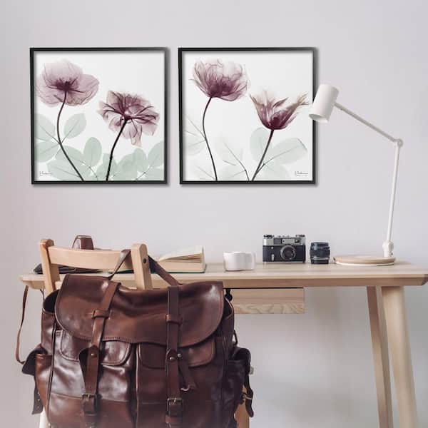 Delicate Mauve Flowers by Albert Koetsier 2-Piece Black Framed Nature Giclee Art Print 24 in. x 24 in.