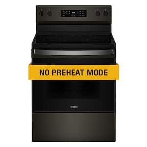 30 in. 5 Element Freestanding Electric Range in Black Stainless with Steam Clean