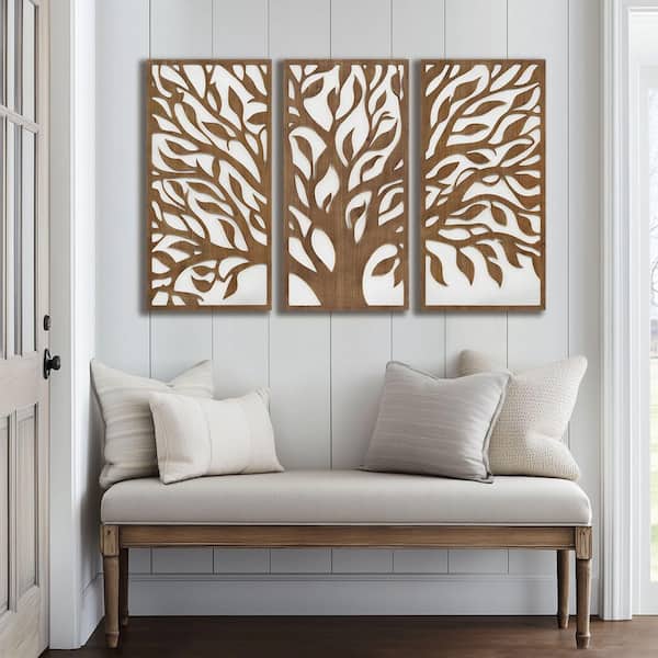 Birch Botanical 32 in. x 16 in. Tree of Life Two-tone Wood Panel Decor Set by ZOE KLEIN Wall Art