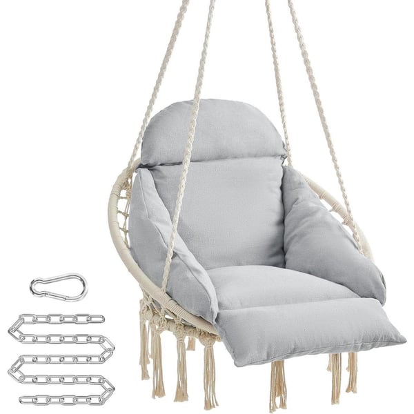2.6 ft. Hanging Boho Swing Hammock Chair with Thick Cushion