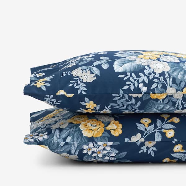 The Company Store Legends Hotel Palmeros Wrinkle-Free Navy Multi Sateen King Pillowcase (Set of 2)