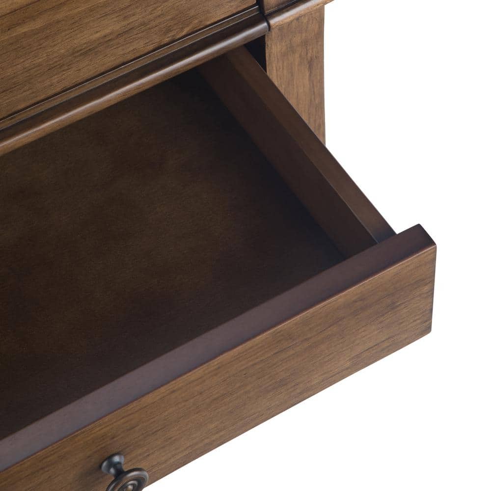 Carlton Rustic Natural Aged Brown Solid Wood Bedside Table