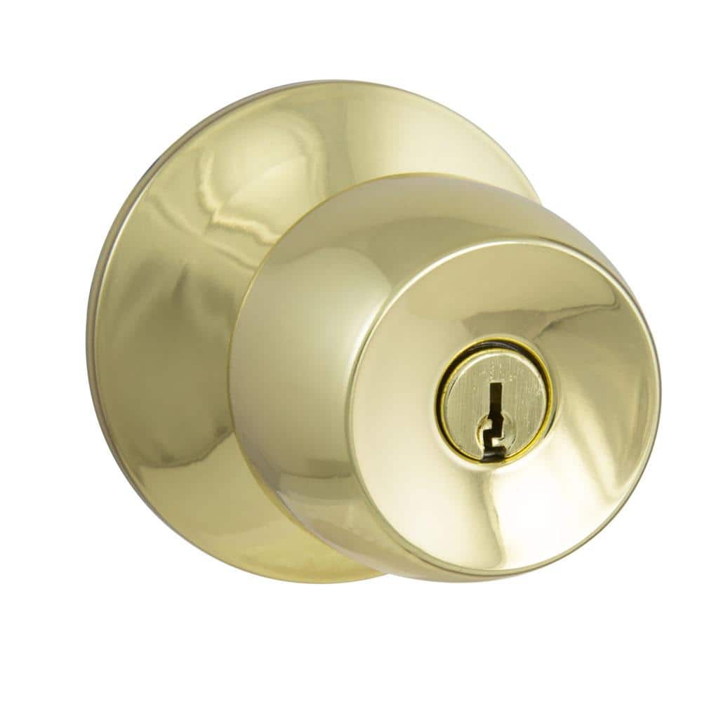 Defiant Brandywine Polished Brass Keyed Entry Door Knob 32T8700B - The Home  Depot