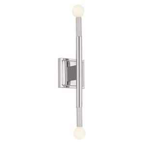Odensa 17 in. 2-Light Polished Nickel Living Room Wall Sconce Light