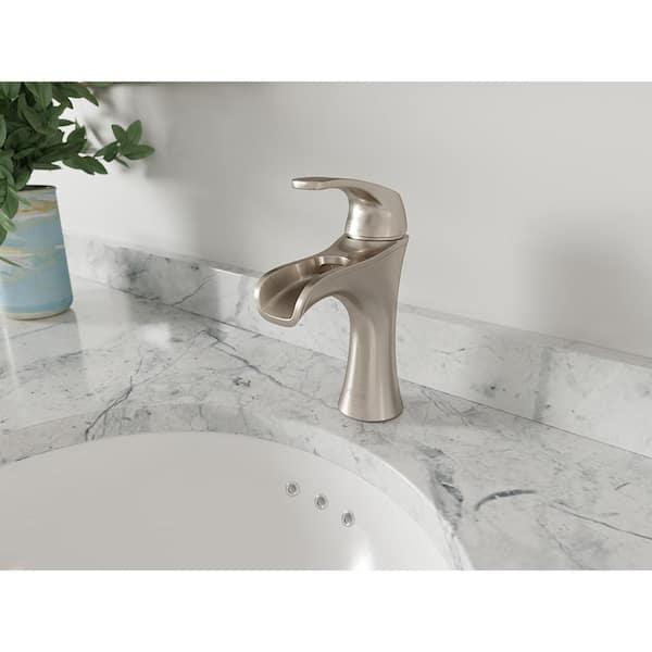 Jaida Single Handle Single Hole Bathroom Faucet with Deckplate in Brushed Nickel