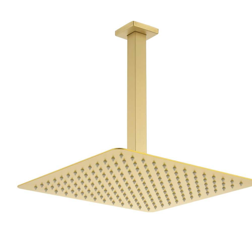 Modern 1-Spray Pattern 12 in. Single Ceiling Mount Fixed Rainfall Showerhead in Gold price history on PriceWatchPro
