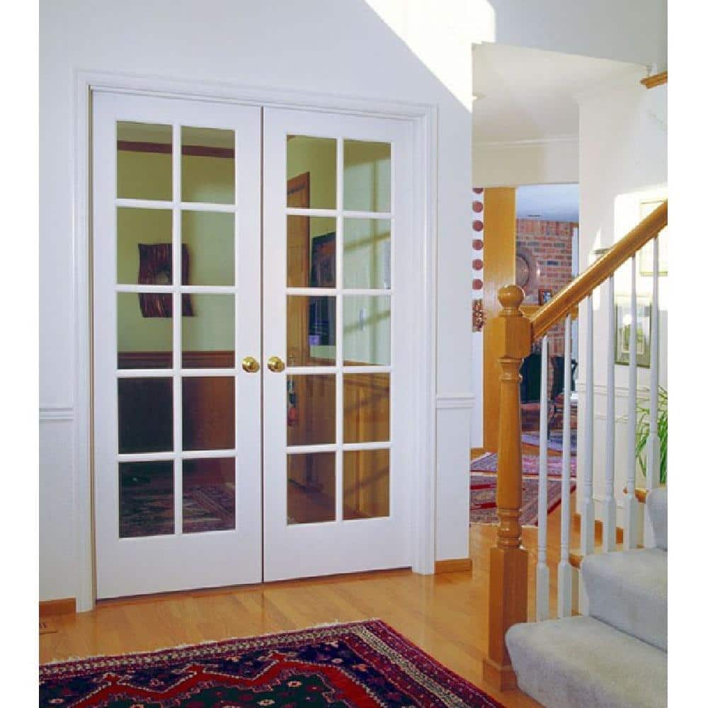 60 in x 80 in Primed MDF 10-Lite Clear Glass Prehung Interior French Door