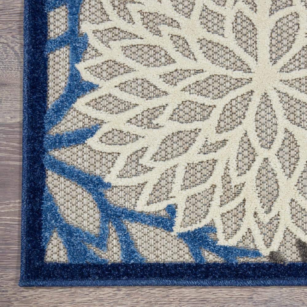 Aloha Blue and Multicolor Floral 12' x 15' Outdoor Rug
